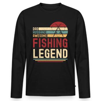 Mari Père Papa Légendaire Angler Angel Légende - T-shirt manches longues Premium bio Homme - noir - Devant - Nico (187cm)