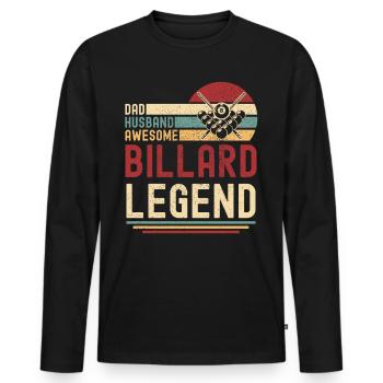 Papa Ehemann Billard Legende vintage retro - Männer Premium Bio Langarmshirt - Schwarz - Vorne - Nico (187cm)