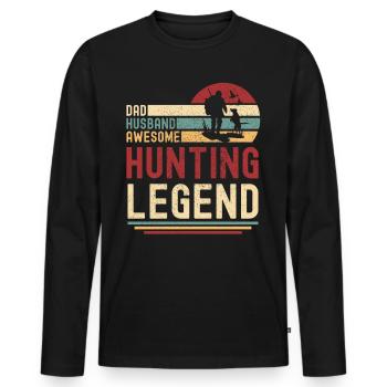 Husband father Legendary hunter retro vintage - Men's Premium Organic Long Sleeve Shirt - black - Front - Nico (187cm)