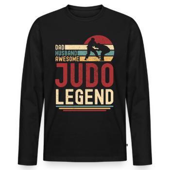 Papa Ehemann Judo Legende vintage retro - Männer Premium Bio Langarmshirt - Schwarz - Vorne - Nico (187cm)