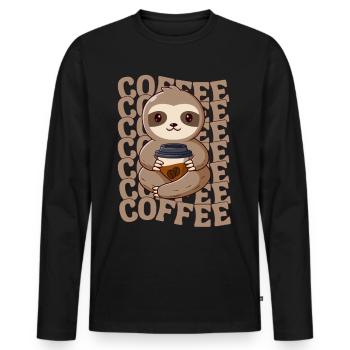 Sloth Coffee Cafe Sloth needs coffee - Men's Premium Organic Long Sleeve Shirt - black - Front - Nico (187cm)