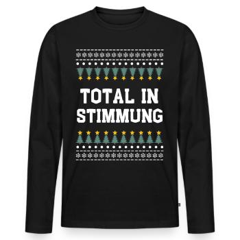 Total in Weihnachtsstimmung - Männer Premium Bio Langarmshirt - Schwarz - Vorne - Nico (187cm)