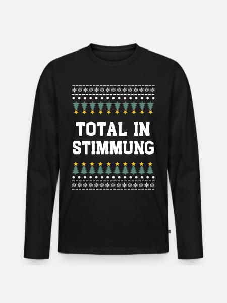 Total in Weihnachtsstimmung - Männer Premium Bio Langarmshirt - Schwarz