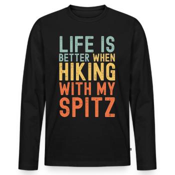 Spitz Hiking dog retro - Men's Premium Organic Long Sleeve Shirt - black - Front - Nico (187cm)