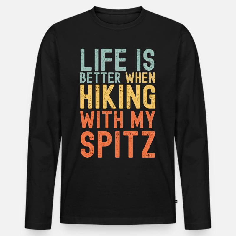 Spitz Wanderhund retro - Männer Premium Bio Langarmshirt - Schwarz