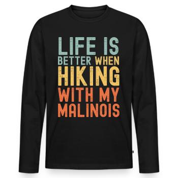 Malinois Hiking dog retro - Men's Premium Organic Long Sleeve Shirt - black - Front - Nico (187cm)