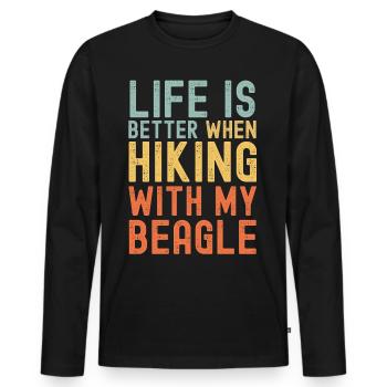 Beagle Wanderhund retro - Männer Premium Bio Langarmshirt - Schwarz - Vorne - Nico (187cm)