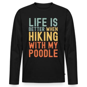 Poodle Hiking dog retro - Men's Premium Organic Long Sleeve Shirt - black - Front - Nico (187cm)