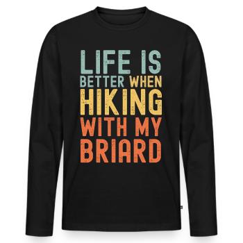 Briard Hiking dog retro - Men's Premium Organic Long Sleeve Shirt - black - Front - Nico (187cm)