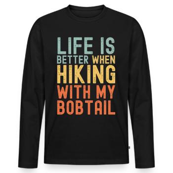 Bobtail Chien de randonnée rétro - T-shirt manches longues Premium bio Homme - noir - Devant - Nico (187cm)
