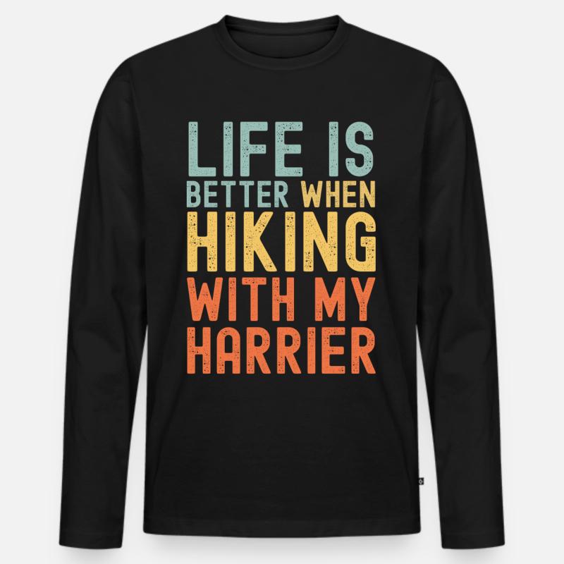Harrier Wanderhund retro - Männer Premium Bio Langarmshirt - Schwarz