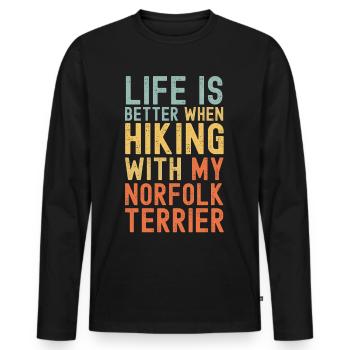 Norfolk-Terrier Hiking dog retro - Men's Premium Organic Long Sleeve Shirt - black - Front - Nico (187cm)