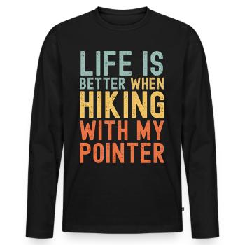 Pointer Hiking dog retro - Men's Premium Organic Long Sleeve Shirt - black - Front - Nico (187cm)