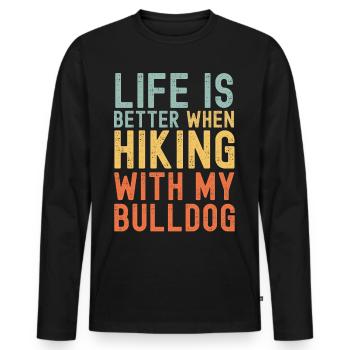 Bulldog Hiking dog retro - Men's Premium Organic Long Sleeve Shirt - black - Front - Nico (187cm)