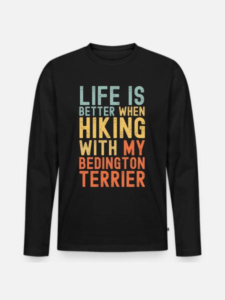 Bedington-Terrier Hiking dog retro - Men's Premium Organic Long Sleeve Shirt - black