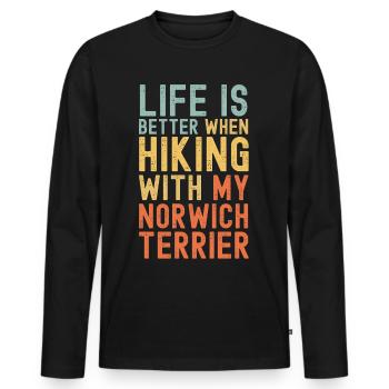 Norwich-Terrier Wanderhund retro - Männer Premium Bio Langarmshirt - Schwarz - Vorne - Nico (187cm)