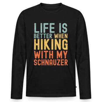 Schnauzer Chien de randonnée rétro - T-shirt manches longues Premium bio Homme - noir - Devant - Nico (187cm)
