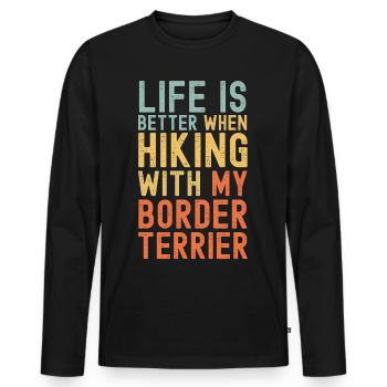 Border-Terrier Chien de randonnée rétro - T-shirt manches longues Premium bio Homme - noir - Devant - Nico (187cm)