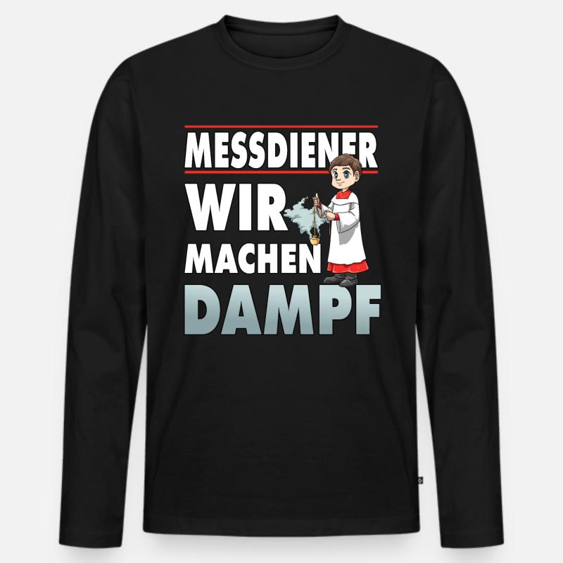 Messdiener Wir machen Dampf - Männer Premium Bio Langarmshirt - Schwarz