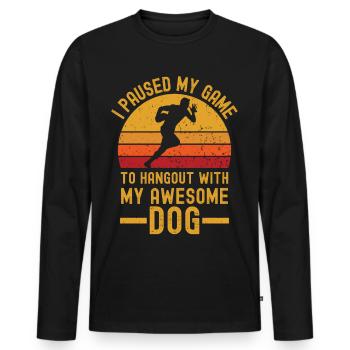 Rugby and dog retro vintage - Men's Premium Organic Long Sleeve Shirt - black - Front - Nico (187cm)