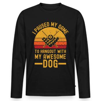 Billard und Hund retro vintage - Männer Premium Bio Langarmshirt - Schwarz - Vorne - Nico (187cm)