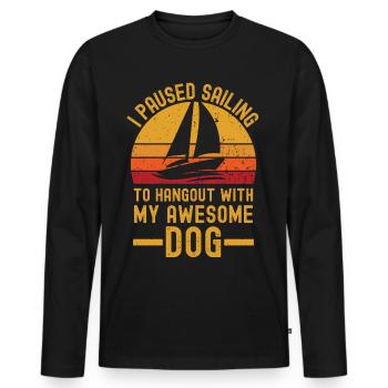 Sailing and dog retro vintage - Men's Premium Organic Long Sleeve Shirt - black - Front - Nico (187cm)