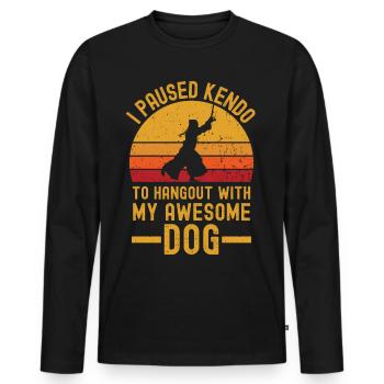 Kendo and dog retro vintage - Men's Premium Organic Long Sleeve Shirt - black - Front - Nico (187cm)