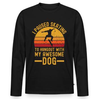 Skateboard and dog retro vintage - Men's Premium Organic Long Sleeve Shirt - black - Front - Nico (187cm)