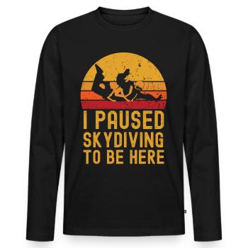 Parachutisme rétro vintage - T-shirt manches longues Premium bio Homme - noir - Devant - Nico (187cm)