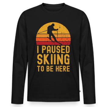 Ski rétro vintage - T-shirt manches longues Premium bio Homme - noir - Devant - Nico (187cm)