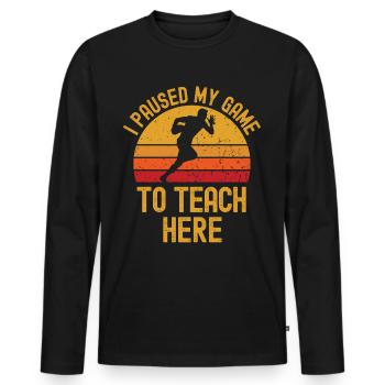 Rugby and teachers retro vintage - Men's Premium Organic Long Sleeve Shirt - black - Front - Nico (187cm)
