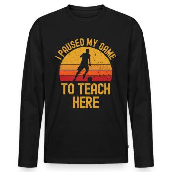 Fußball und Lehrer retro vintage - Männer Premium Bio Langarmshirt - Schwarz - Vorne - Nico (187cm)