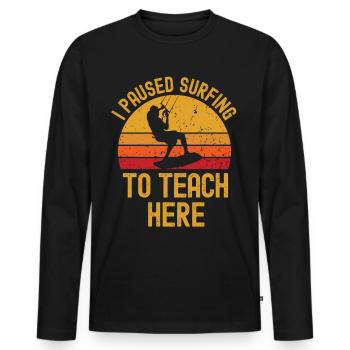 Kitesurf et instructeurs rétro vintage - T-shirt manches longues Premium bio Homme - noir - Devant - Nico (187cm)