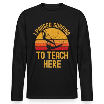 Windsurfen und Lehrer retro vintage - Männer Premium Bio Langarmshirt - Schwarz - Vorne - Nico (187cm)