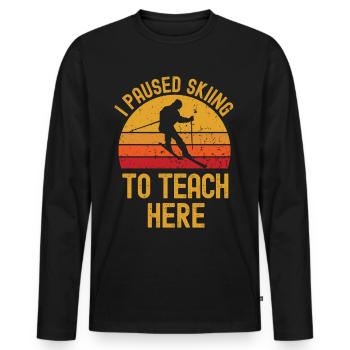 Ski et moniteur rétro vintage - T-shirt manches longues Premium bio Homme - noir - Devant - Nico (187cm)