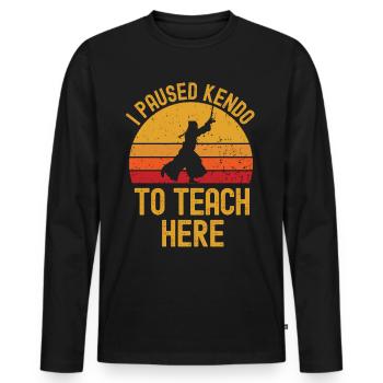Kendo and teacher retro vintage - Men's Premium Organic Long Sleeve Shirt - black - Front - Nico (187cm)