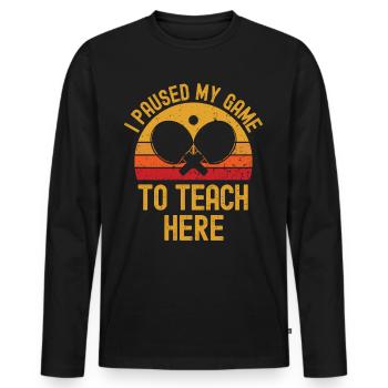 Tennis de table et cours rétro vintage - T-shirt manches longues Premium bio Homme - noir - Devant - Nico (187cm)