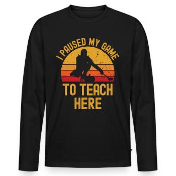 Curling and teacher retro vintage - Men's Premium Organic Long Sleeve Shirt - black - Front - Nico (187cm)