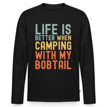 Bobtail Camping rétro vintage - T-shirt manches longues Premium bio Homme - noir - Devant - Nico (187cm)