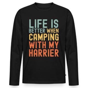 Harrier Camping retro vintage - Männer Premium Bio Langarmshirt - Schwarz - Vorne - Nico (187cm)