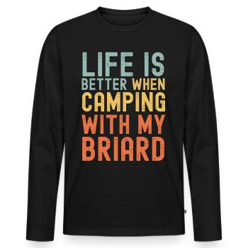 Briard Camping retro vintage - Men's Premium Organic Long Sleeve Shirt - black - Front - Nico (187cm)