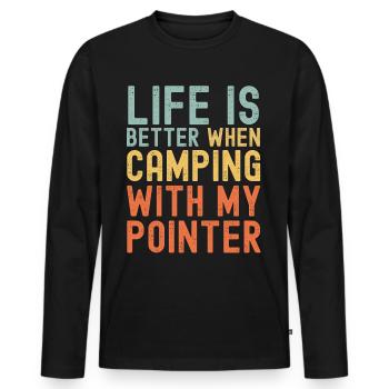 Pointer Camping retro vintage - Men's Premium Organic Long Sleeve Shirt - black - Front - Nico (187cm)