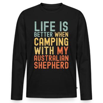 Australian Shepherd Camping retro vintage - Men's Premium Organic Long Sleeve Shirt - black - Front - Nico (187cm)