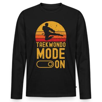 Taekwondo Mode on retro vintage - Männer Premium Bio Langarmshirt - Schwarz - Vorne - Nico (187cm)
