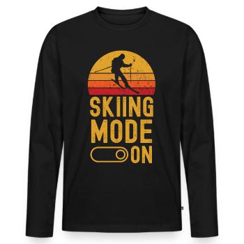 Mode Ski sur rétro vintage - T-shirt manches longues Premium bio Homme - noir - Devant - Nico (187cm)