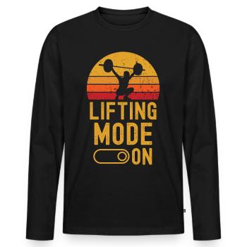 Lifting Mode on retro vintage - Männer Premium Bio Langarmshirt - Schwarz - Vorne - Nico (187cm)
