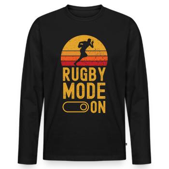 Rugby fashion on retro vintage - Men's Premium Organic Long Sleeve Shirt - black - Front - Nico (187cm)