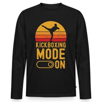 Kickboxen Mode on retro vintage - Männer Premium Bio Langarmshirt - Schwarz - Vorne - Nico (187cm)