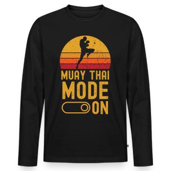 Muay Thai Fashion on retro vintage - Men's Premium Organic Long Sleeve Shirt - black - Front - Nico (187cm)