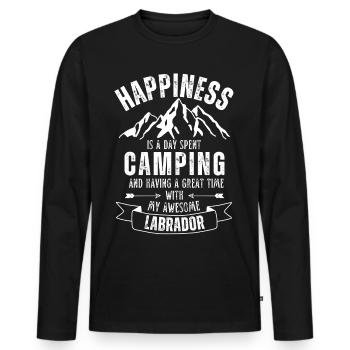 Camping und Labrador - Männer Premium Bio Langarmshirt - Schwarz - Vorne - Nico (187cm)